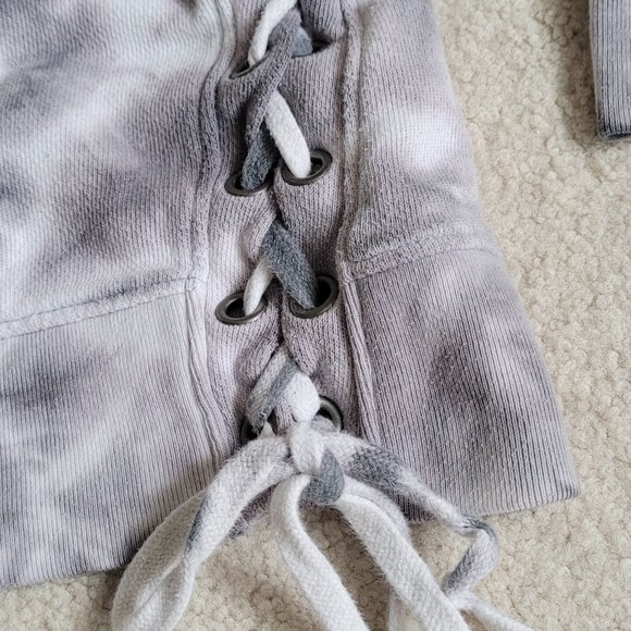 American Eagle Outfitters Blue Tie Dye Sweatshirt with Side Lace - Size Small - Picture 3 of 7